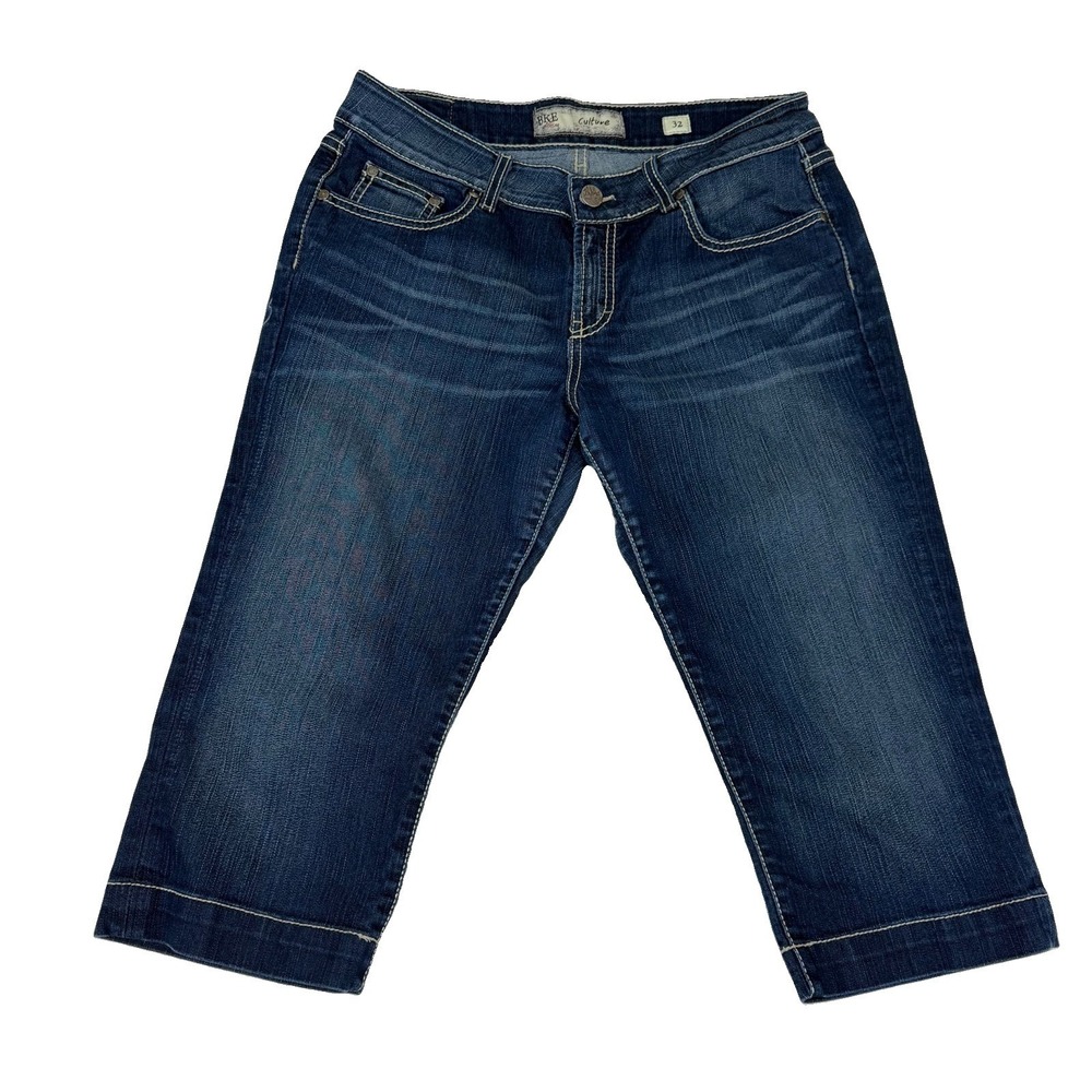BKE Culture Women's Capris‎ Sz 32 Buckle Embellished Pockets Stretch Cropped 19"